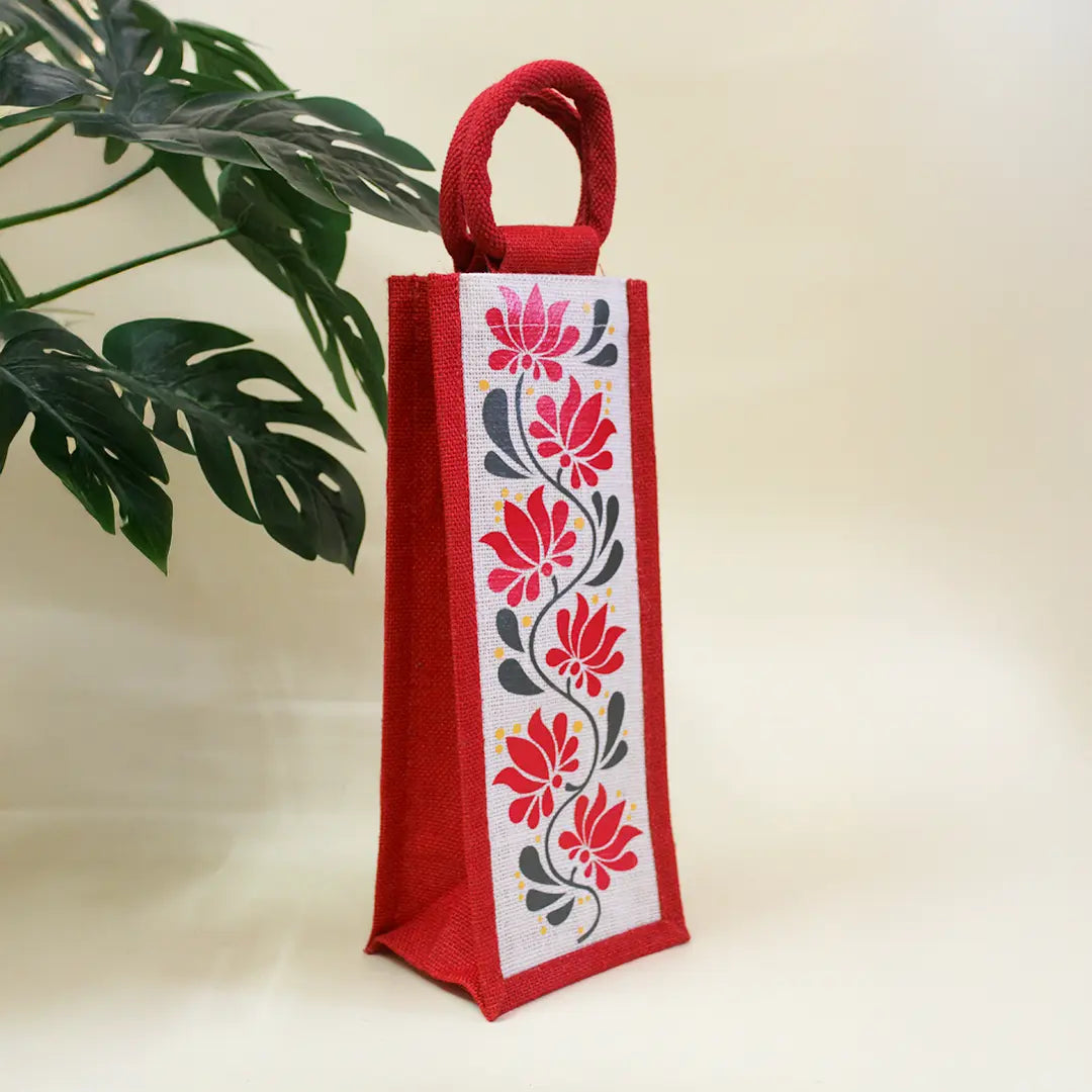 Lotus print Bottle bag