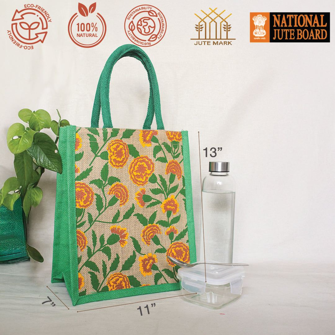 Marigold Green Zipper Lunch Bag