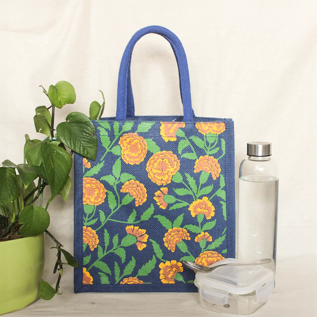 Marigold Blue Zipper Lunch bag