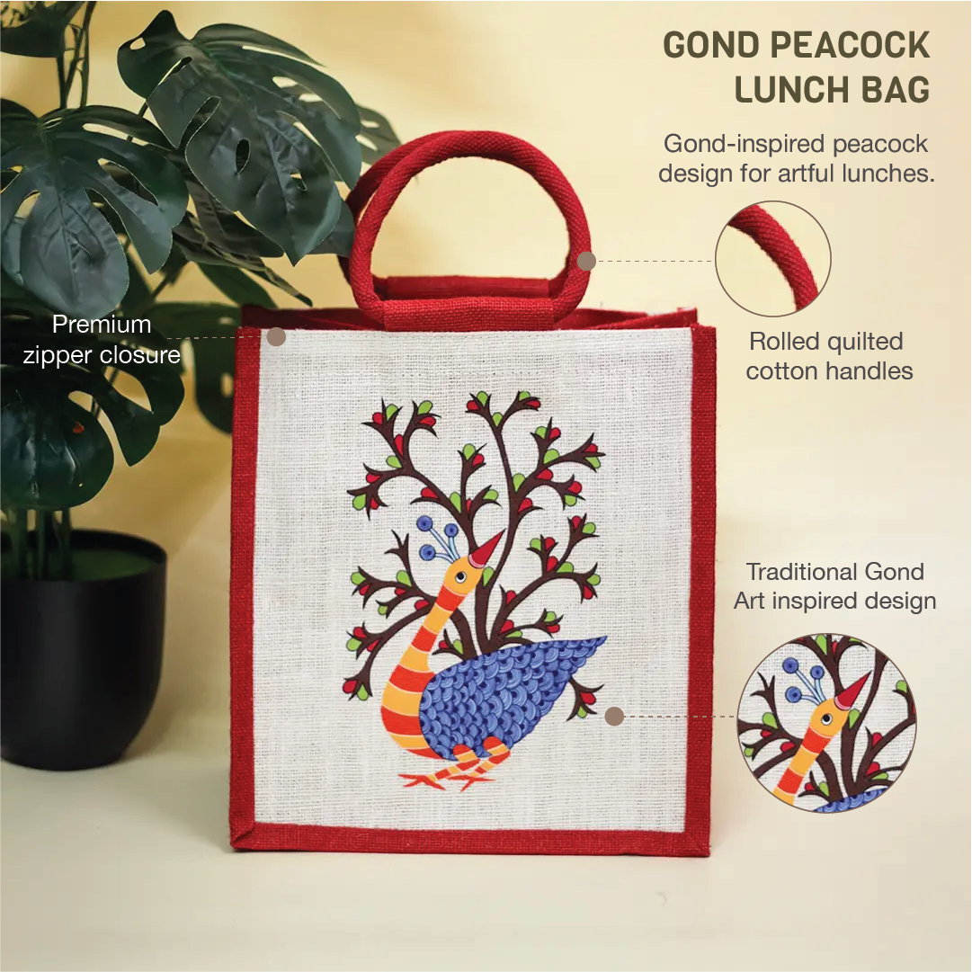 Gond Peacock Lunch bag