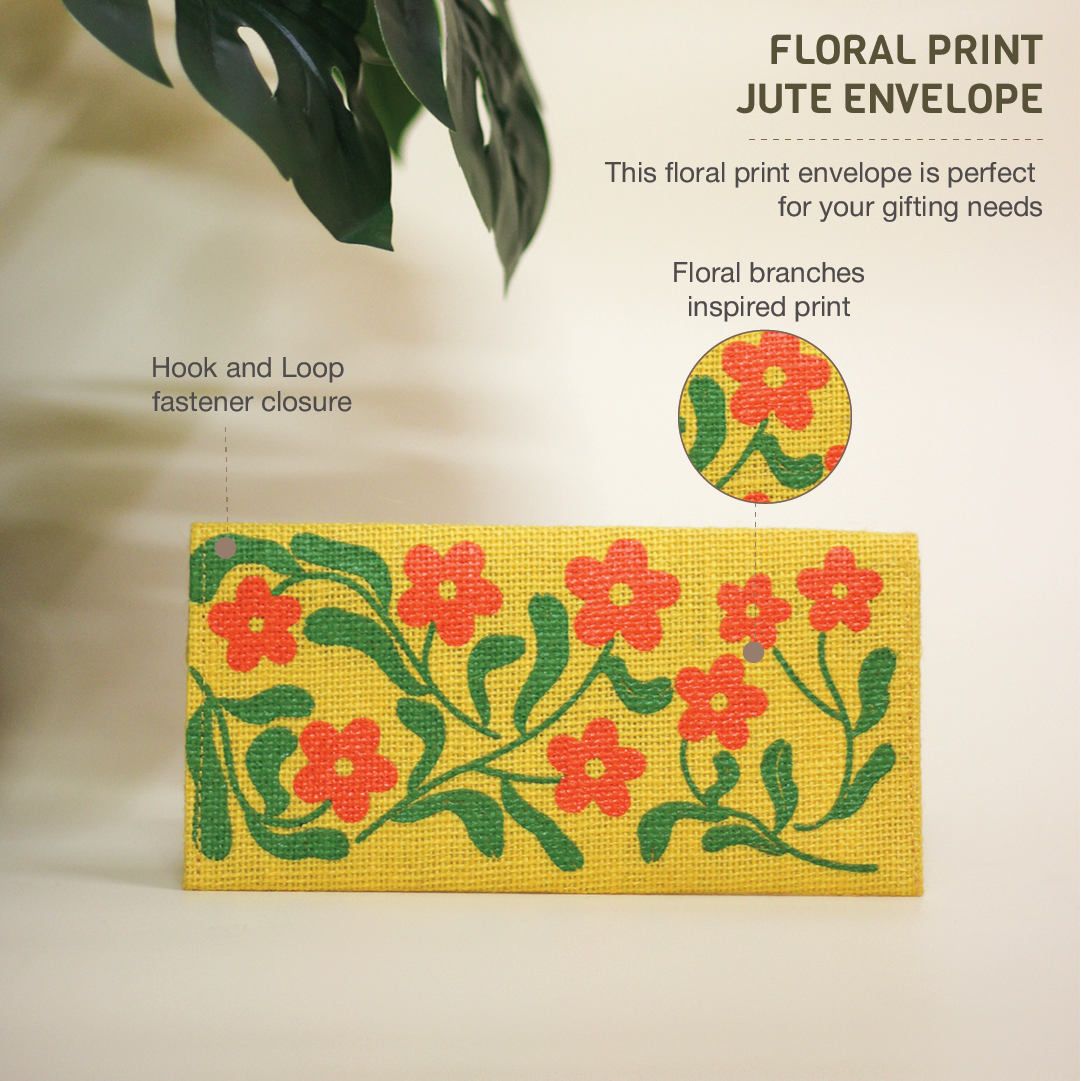 Floral print Jute Envelope(Pack of 5)