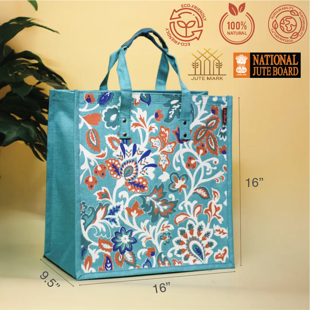 Winter Flower Jute Shopping bag
