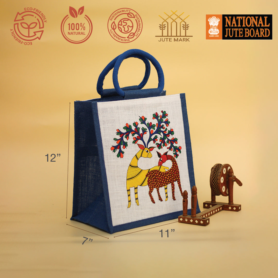 Gond Deer Jute Lunch bag