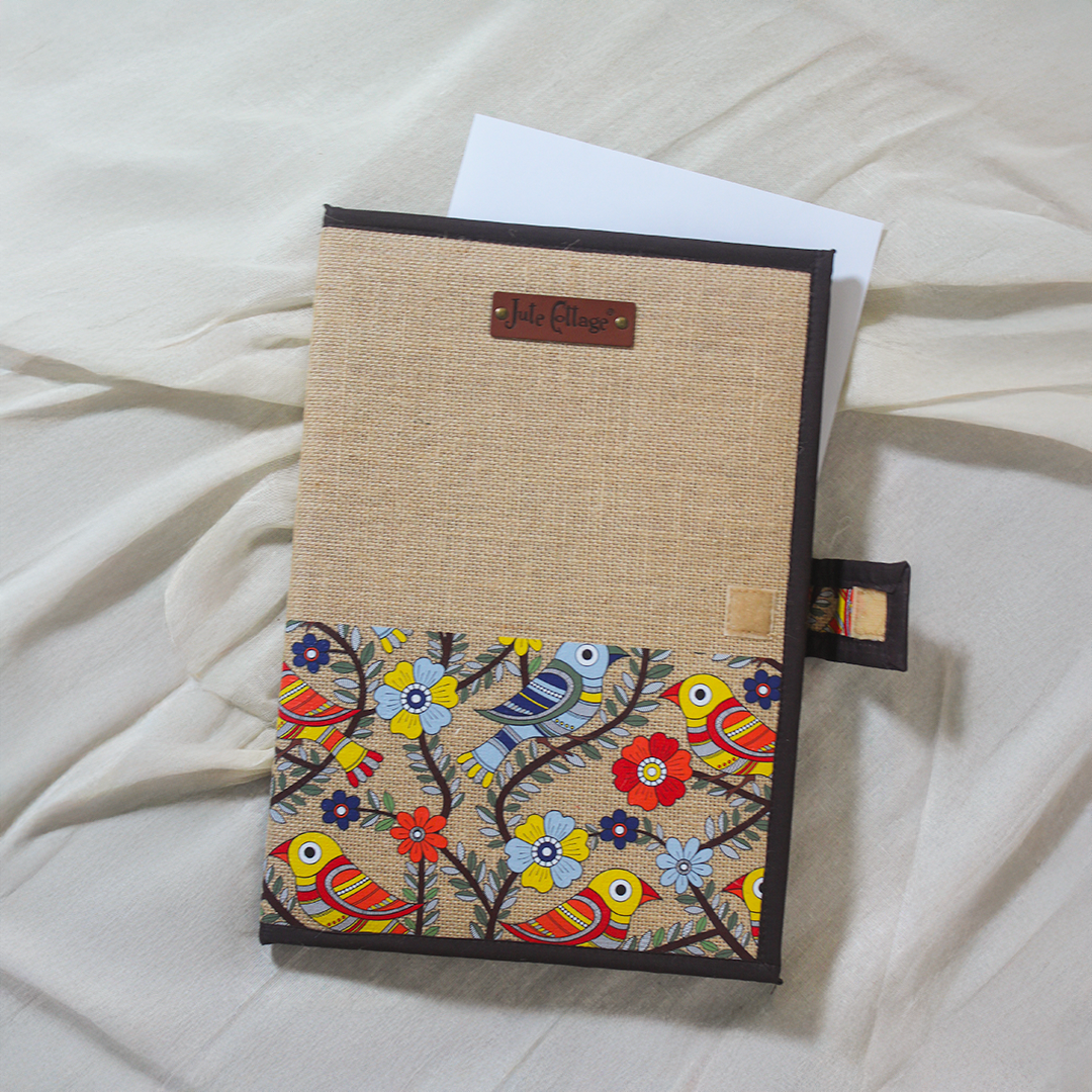 Madhubani Bird Jute Folder