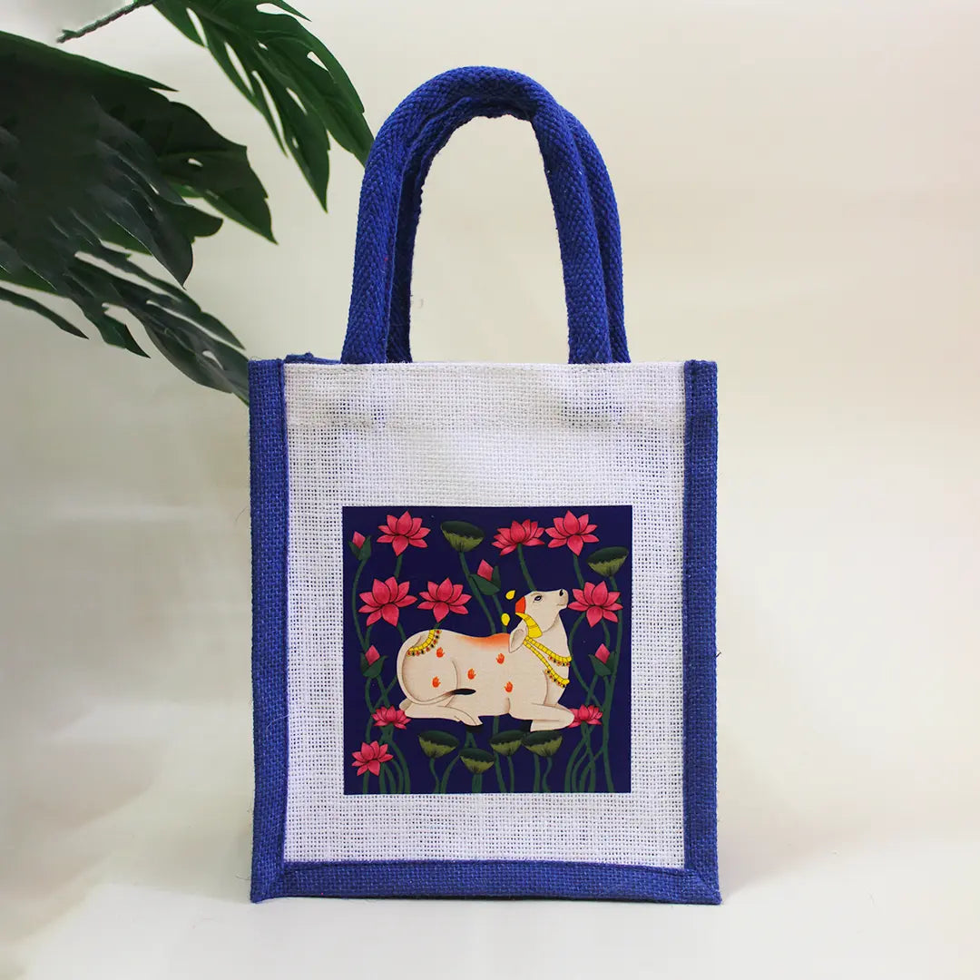 Pichwai Jute Gift Bag(Pack of 4)