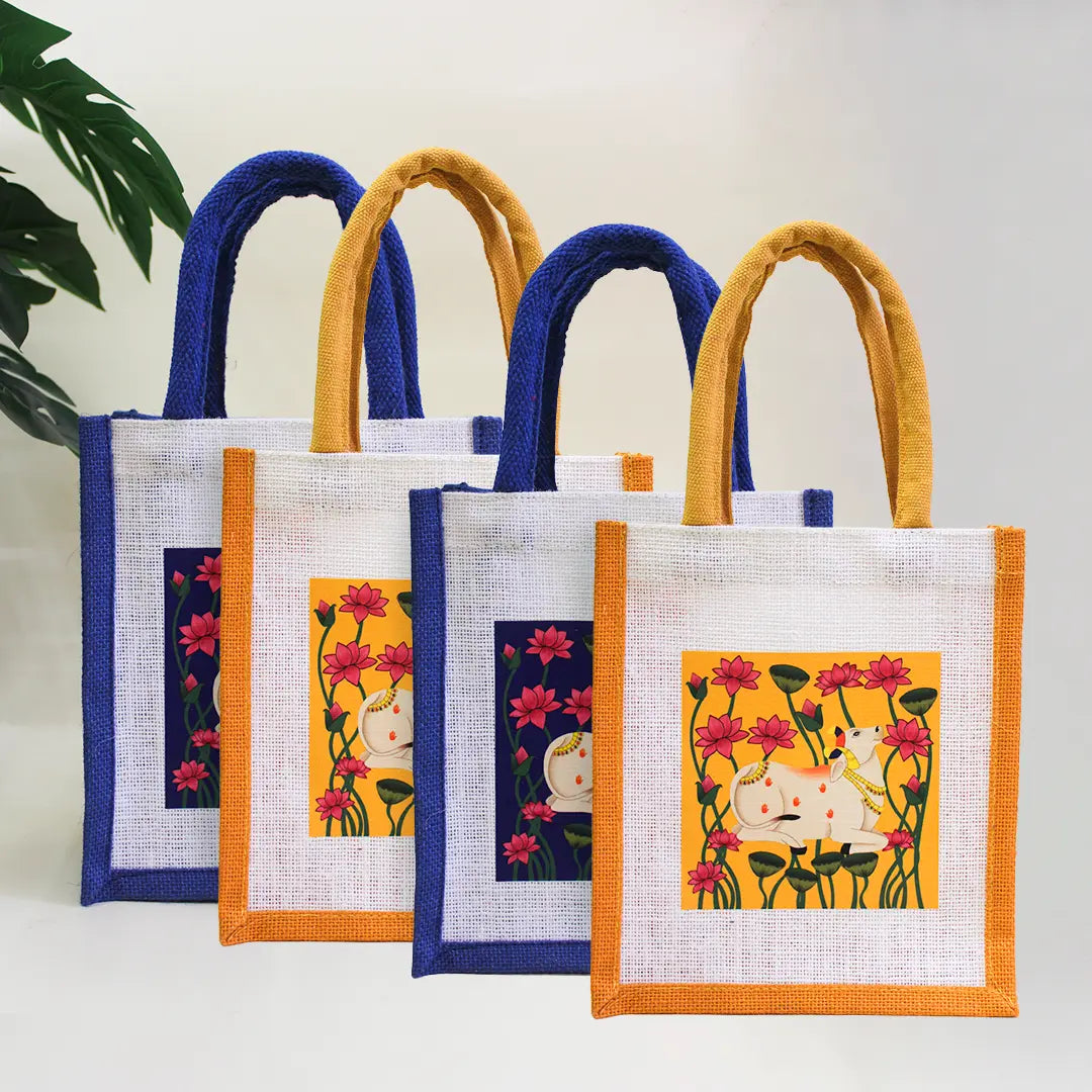 Pichwai Jute Gift Bag(Pack of 4)