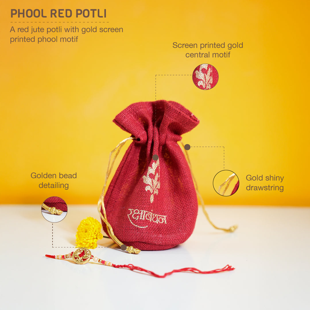 Phool Red Potli and Envelope Combo Set