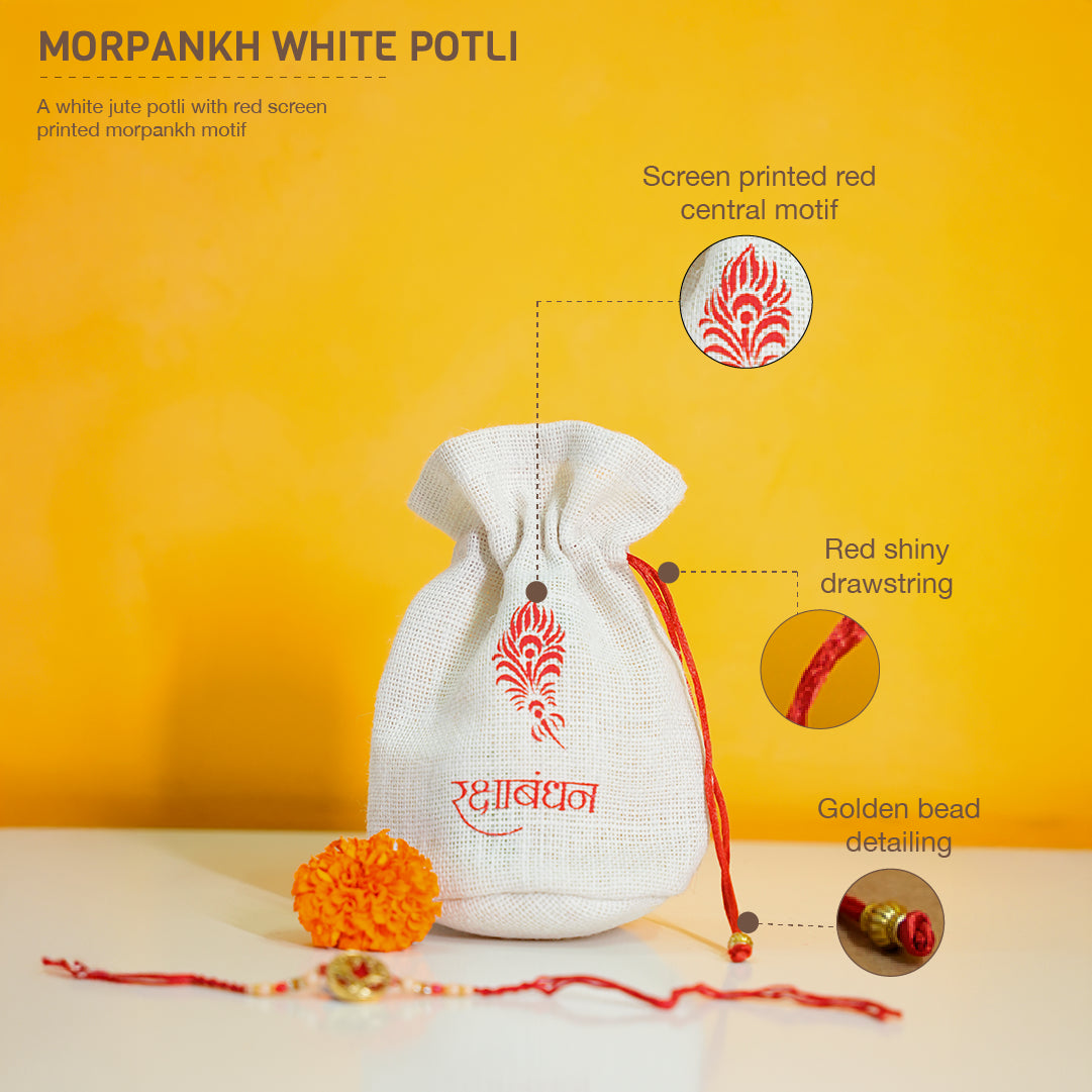 Morpankh Red and White Potli Combo Set
