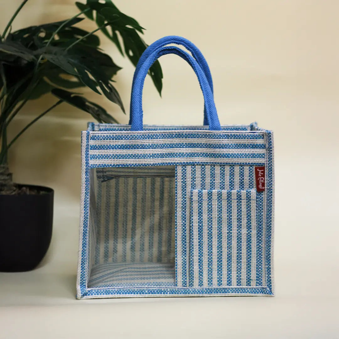 Striped Half-Transparent Zipper Lunch bag