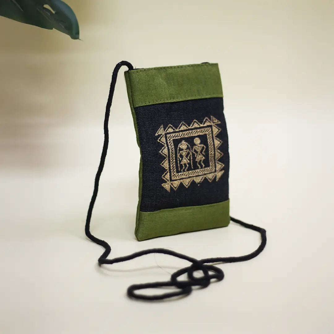 Warli Jute Mobile sling bag