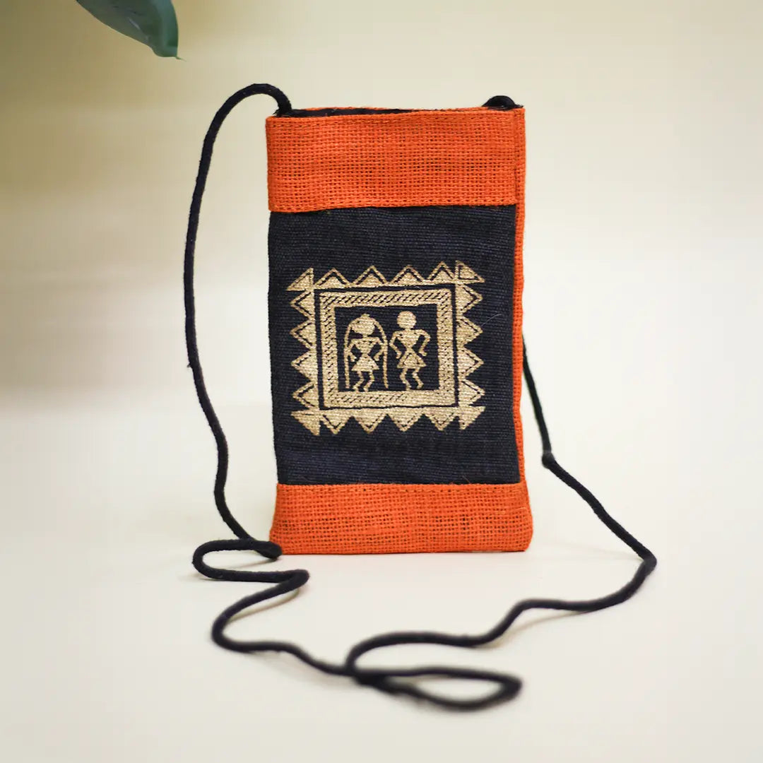 Warli Jute Mobile sling bag