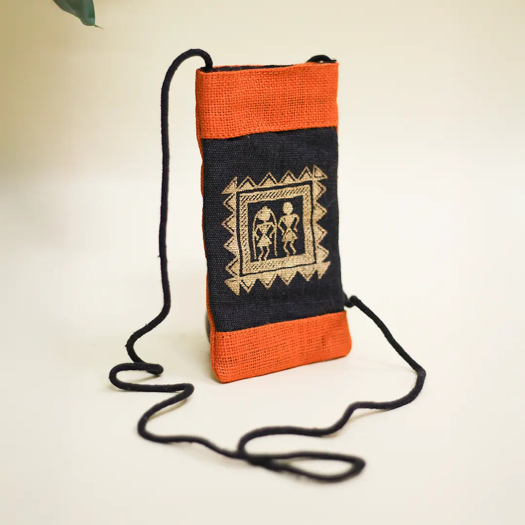 Warli Jute Mobile sling bag