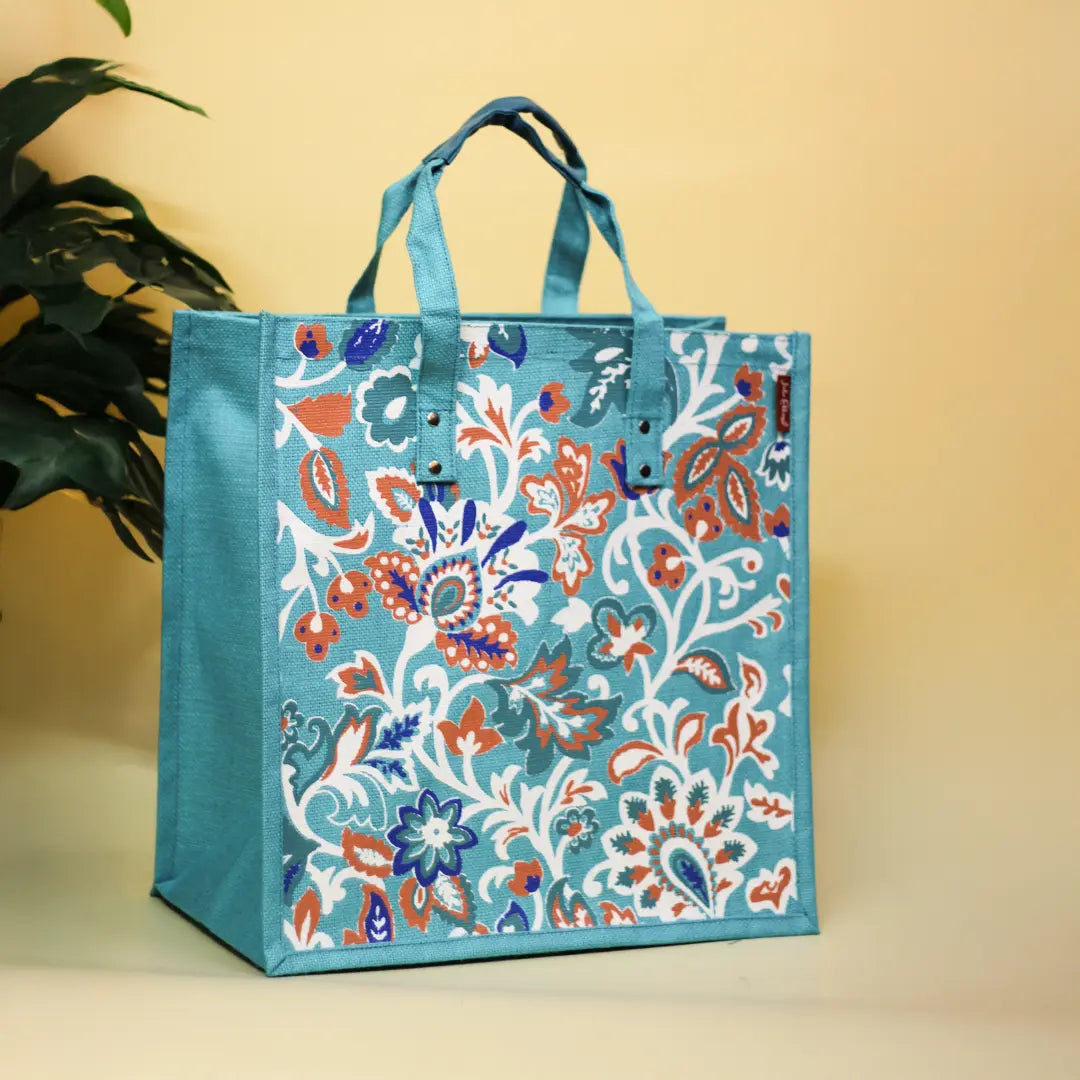 Winter Flower Jute Shopping bag