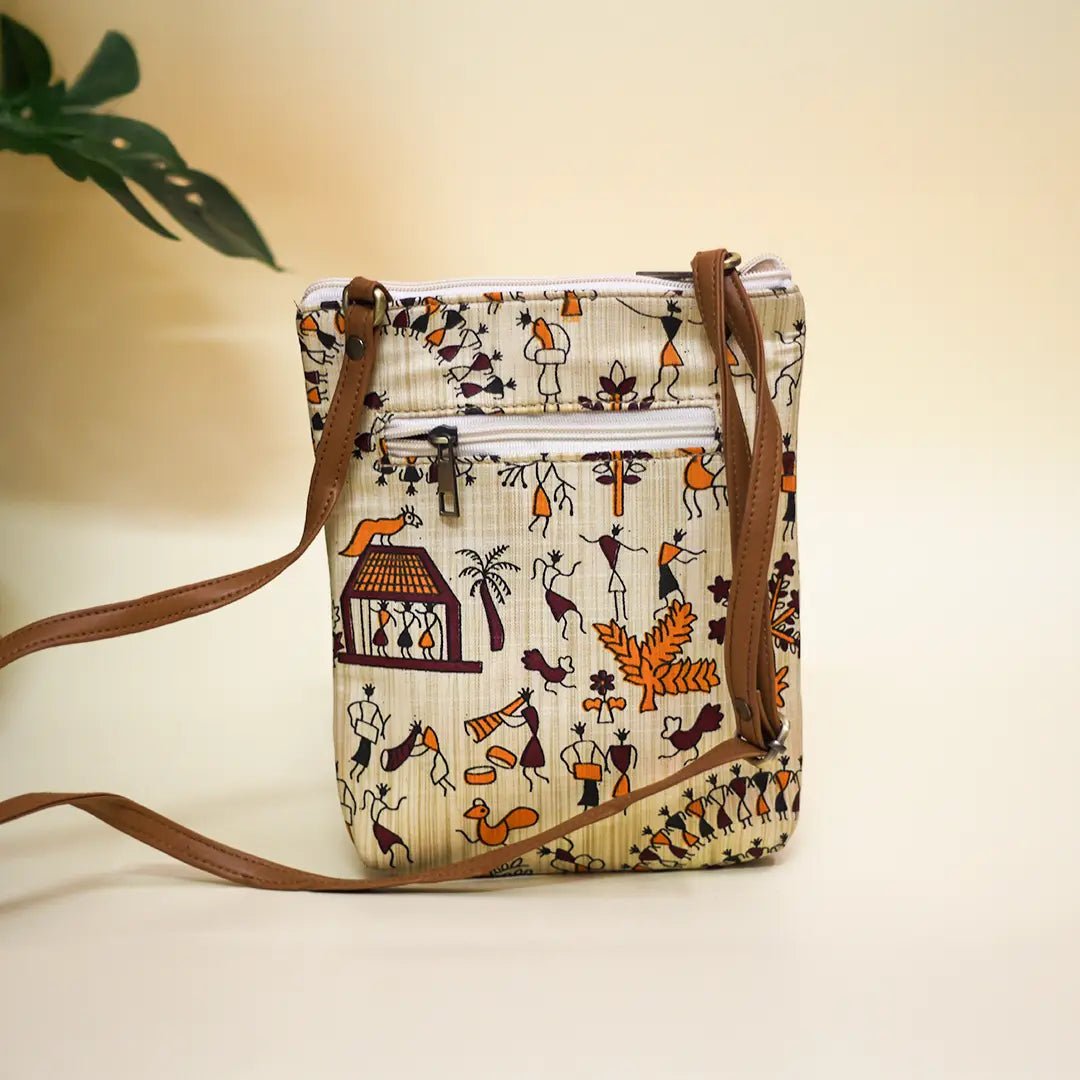 Warli Cotton sling bag Long