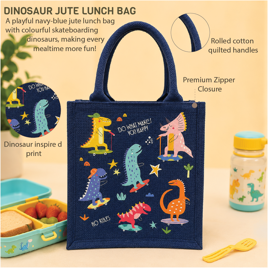 Dinosaur Jute Lunch Bag
