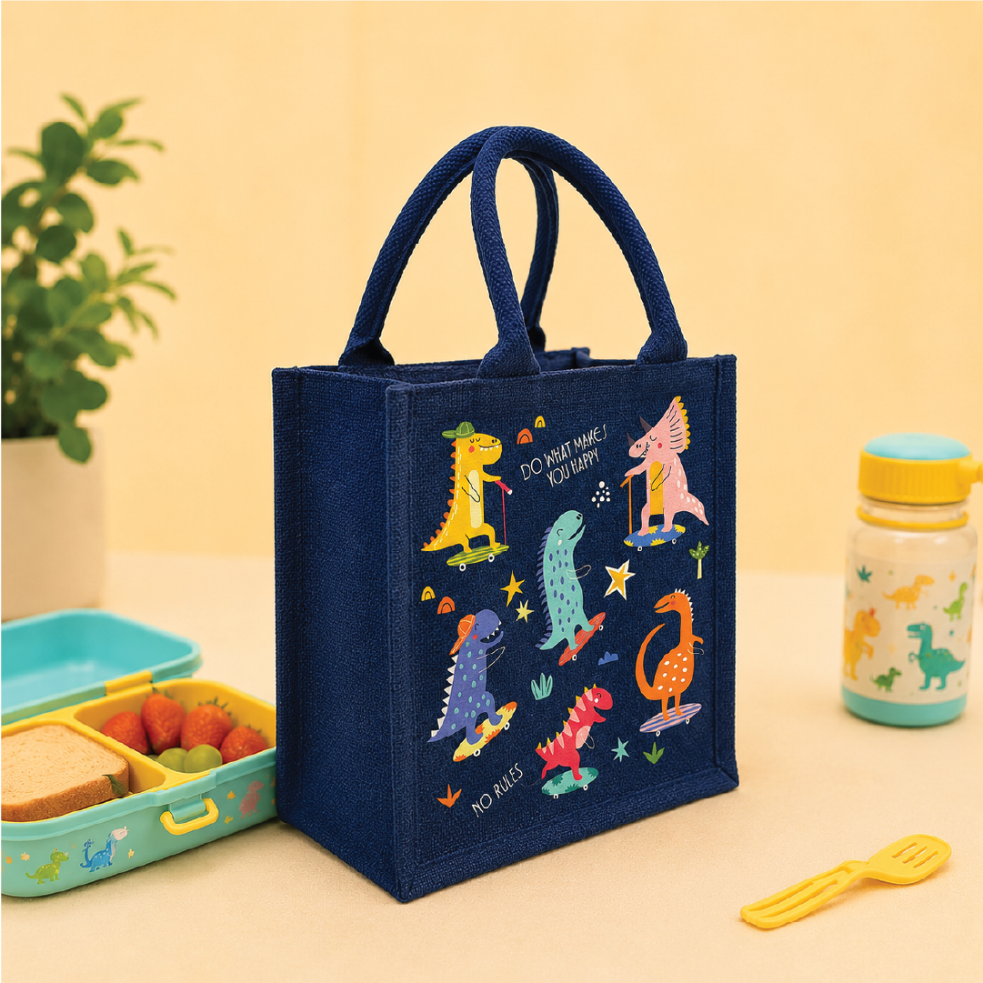 Dinosaur Jute Lunch Bag