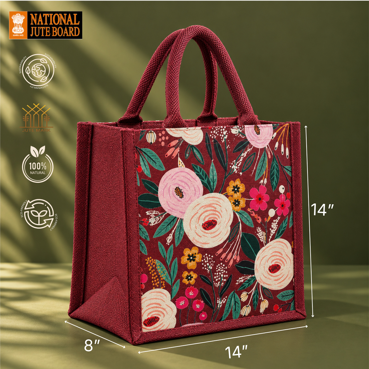 Wildflower Jute Shopping Bag