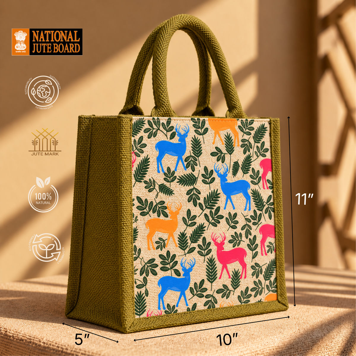 Deer in the Wild Jute Lunch Bag