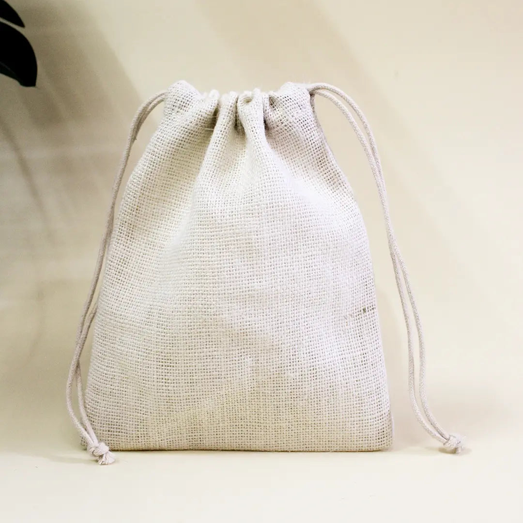 Plain White Jute Pouch (Medium)- Pack of 100