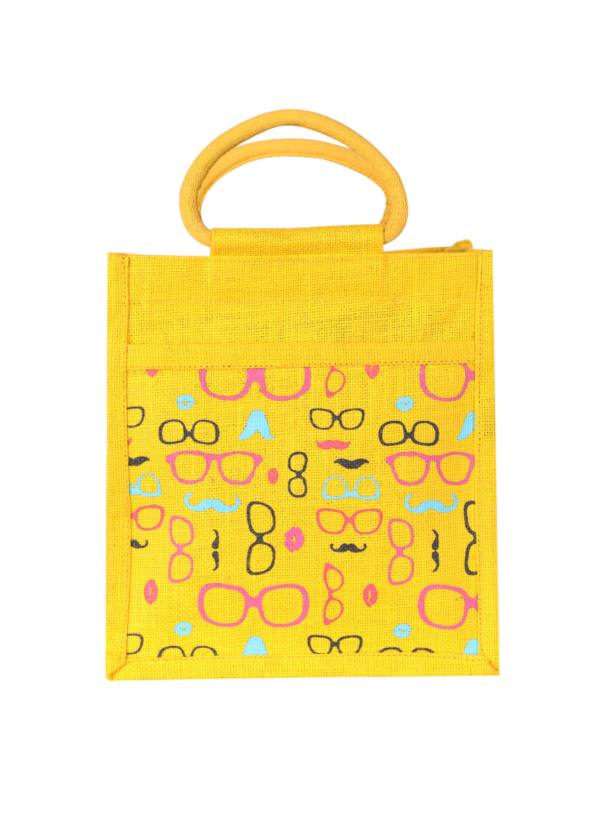 11 X 10 X 7 - SPEC MOUSTACHE PRINT ZIPPER LUNCH (B-201-YELLOW)