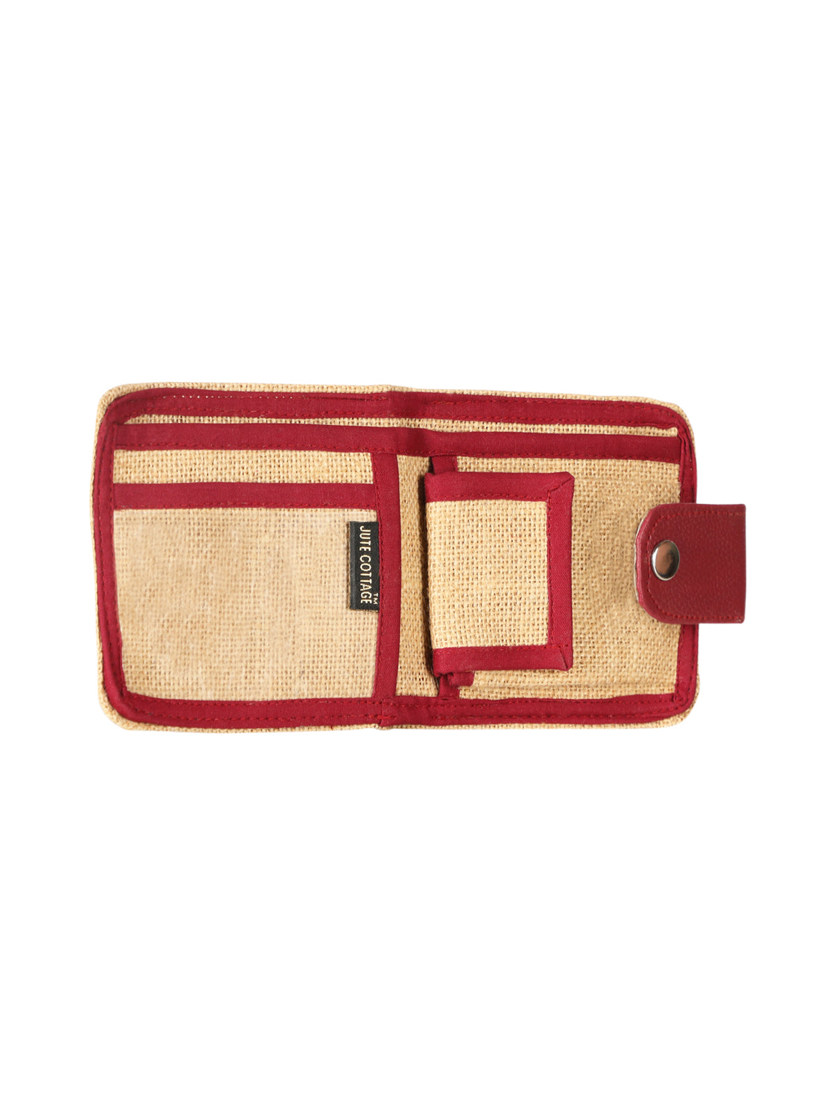 JUTE COTTAGE WALLET 2 FOLD FLAP, SUSTAINABLE, ECO-FRIENDLY, 100% GENUINE, STYLISH JUTE WALLET (NATURAL/MAROON 4X4.5)