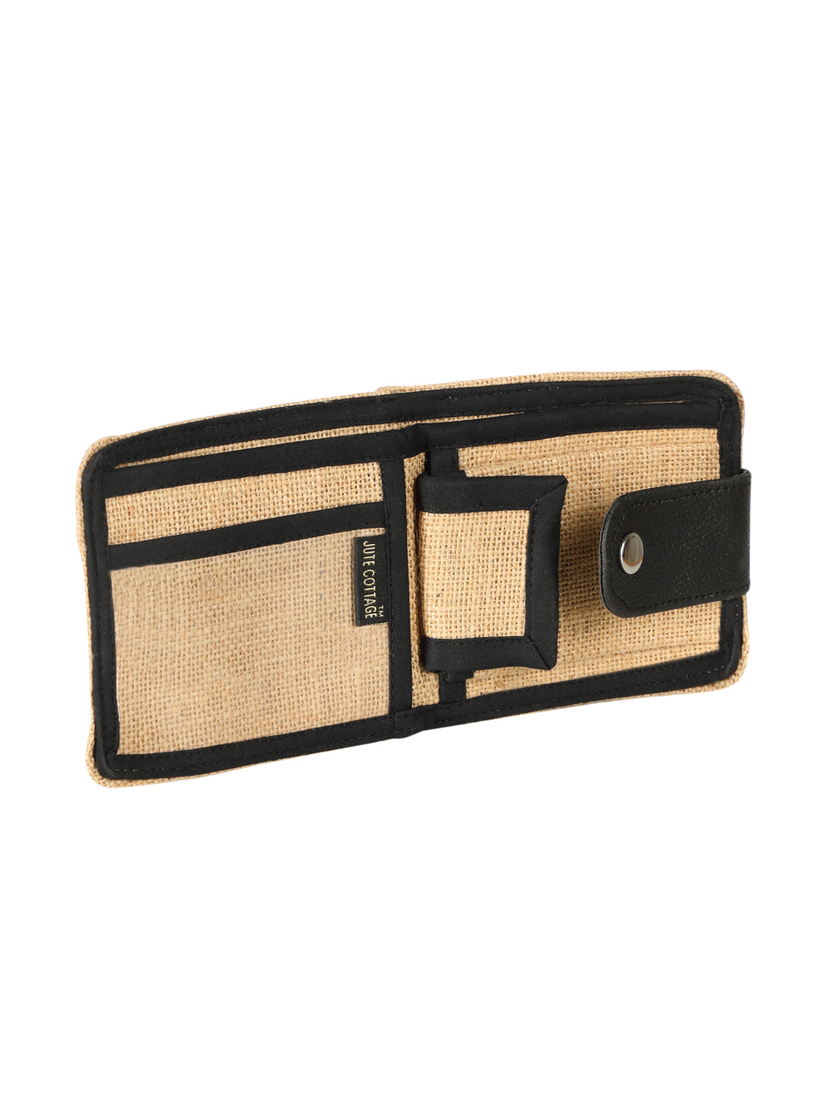 JUTE COTTAGE WALLET 2 FOLD FLAP, SUSTAINABLE, ECO-FRIENDLY, 100% GENUINE, STYLISH JUTE WALLET (NATURAL/BLACK 4X4.5)