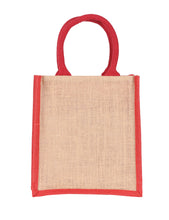 Load image into Gallery viewer, 11 X 10 X 7 - PUPPET PRINT ZIPPER LUNCH BAG (B-238-RED/NATURAL)
