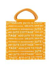 Load image into Gallery viewer, 10 X 10 X 7 - JUTE COTTAGE PRINT LUNCH BAG (B-053-YELLOW)
