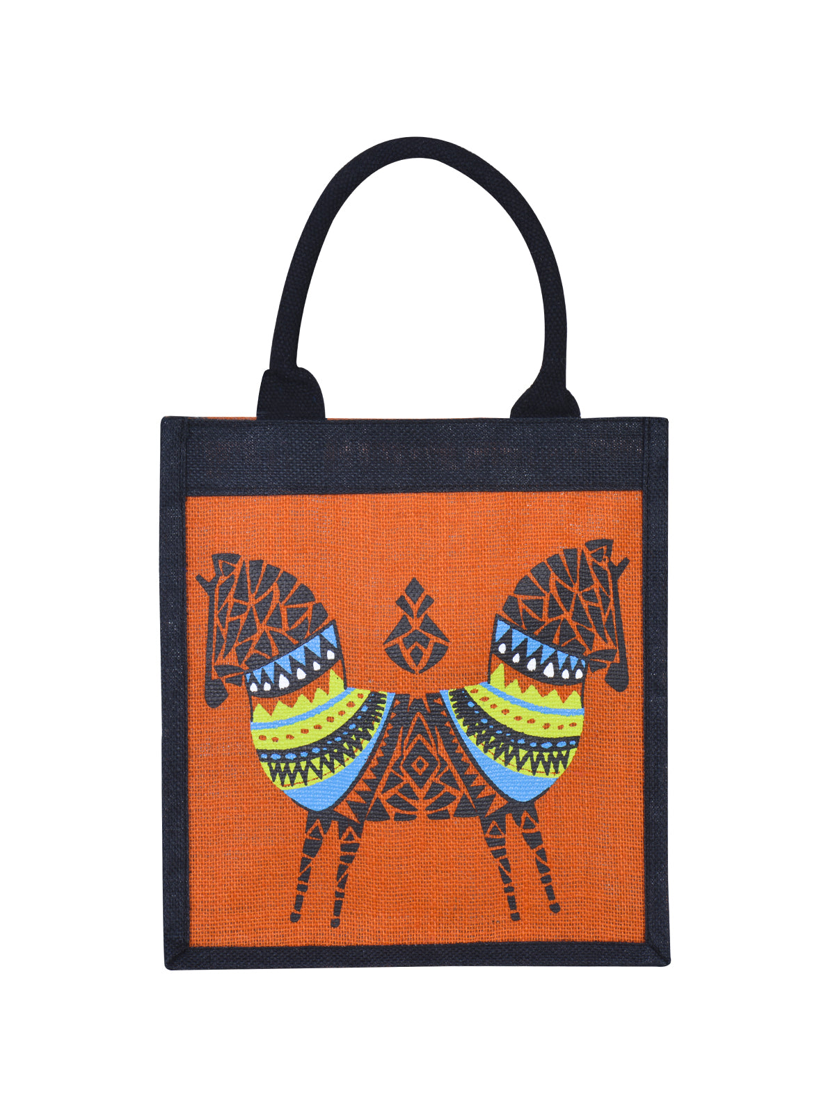 12 X 11 X 7 - DOUBLE ZEBRA PRINT LUNCH BAG (B-072-Black)