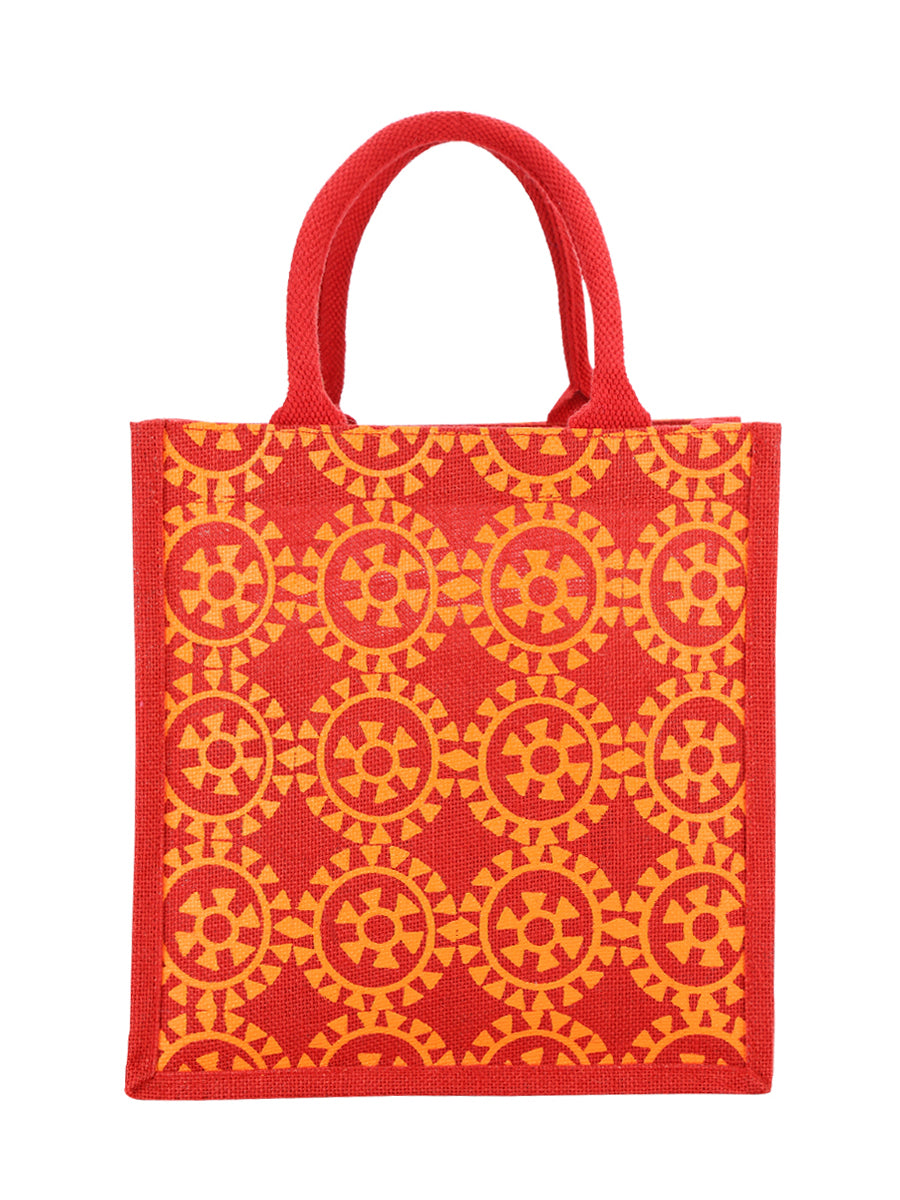 12 X 12 X 7 - ROUND PRINT ALL OVER LUNCH BAG (B-055-RED)