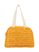 Load image into Gallery viewer, TAPE HANDLE LUNCH ZIPPER (JUTE COTTAGE PRINTED) - (B-035-YELLOW)
