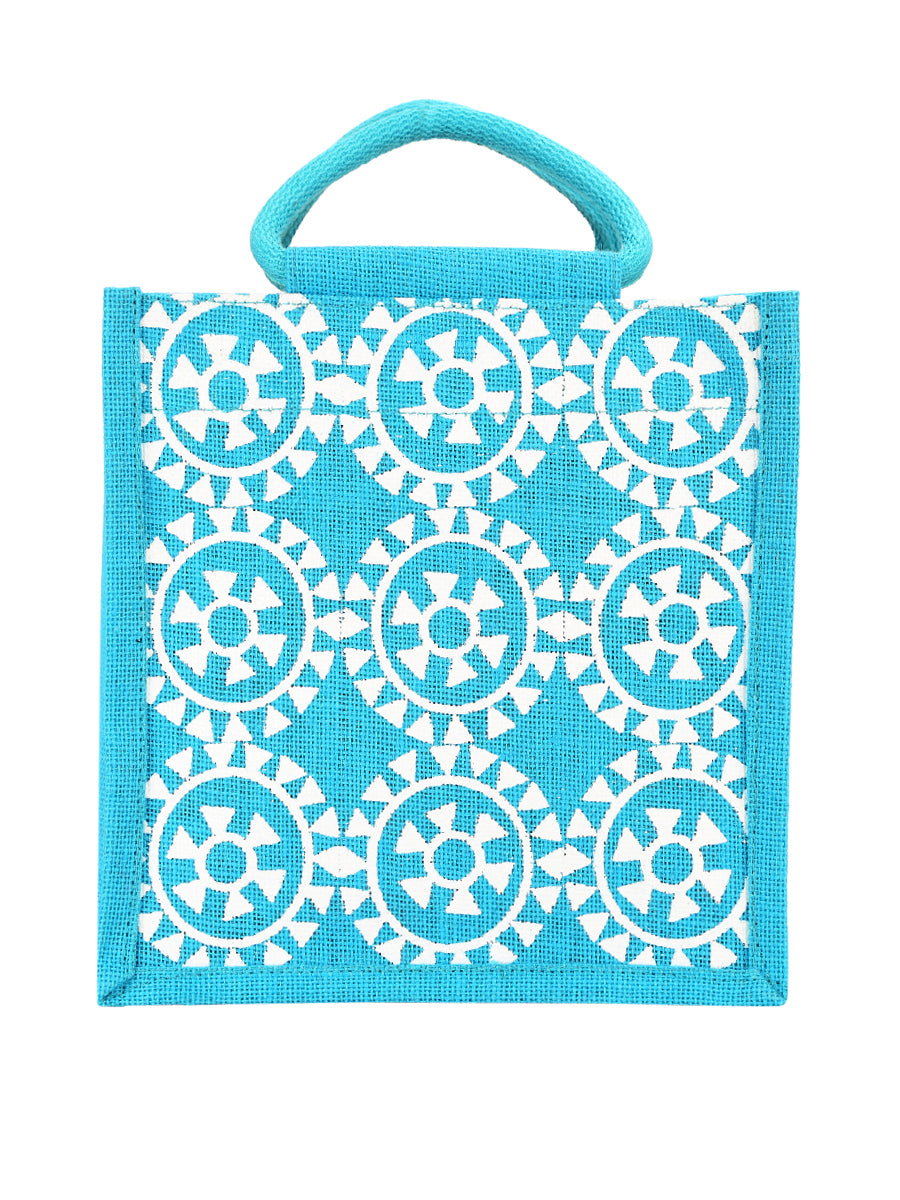 10 X 10 X 7 - ROUND PRINT ALL OVER LUNCH ZIPPER (B-048-TURQUOISE BLUE)