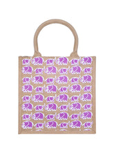 Load image into Gallery viewer, 12 X 12 X 7 - ELEPHANT PRINT LUNCH ZIPPER BAG (B-150-NATURAL)

