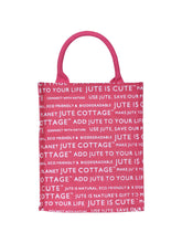 Load image into Gallery viewer, 13 X 11 X 7 - JUTE COTTAGE PRINTED ZIPPER LUNCH BAG (B-038-PINK)

