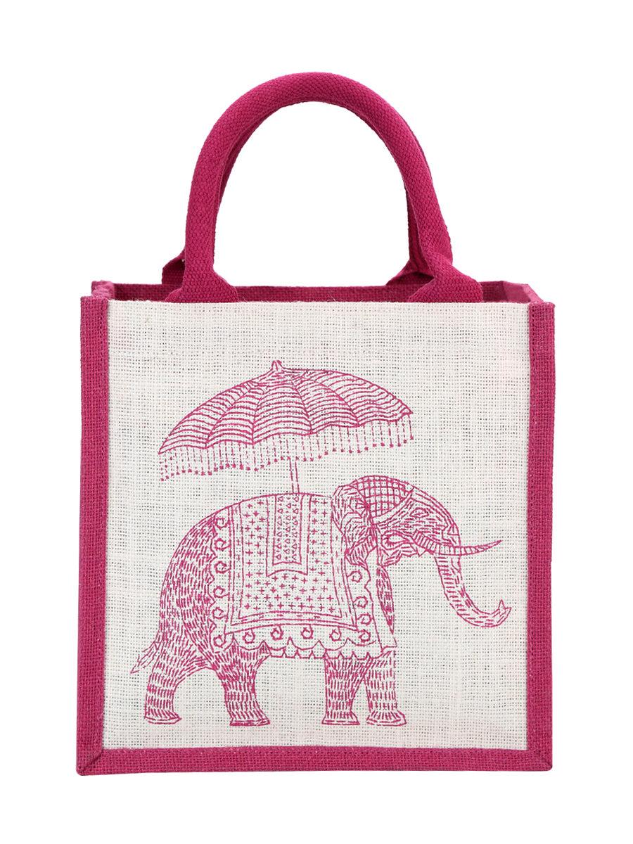 10 X 10 X 7 - ELEPHANT PRINT ZIPPER (B-074-MAGENTA)