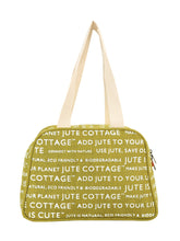 Load image into Gallery viewer, TAPE HANDLE LUNCH ZIPPER (JUTE COTTAGE PRINTED) - (B-035-OLIVE GREEN)
