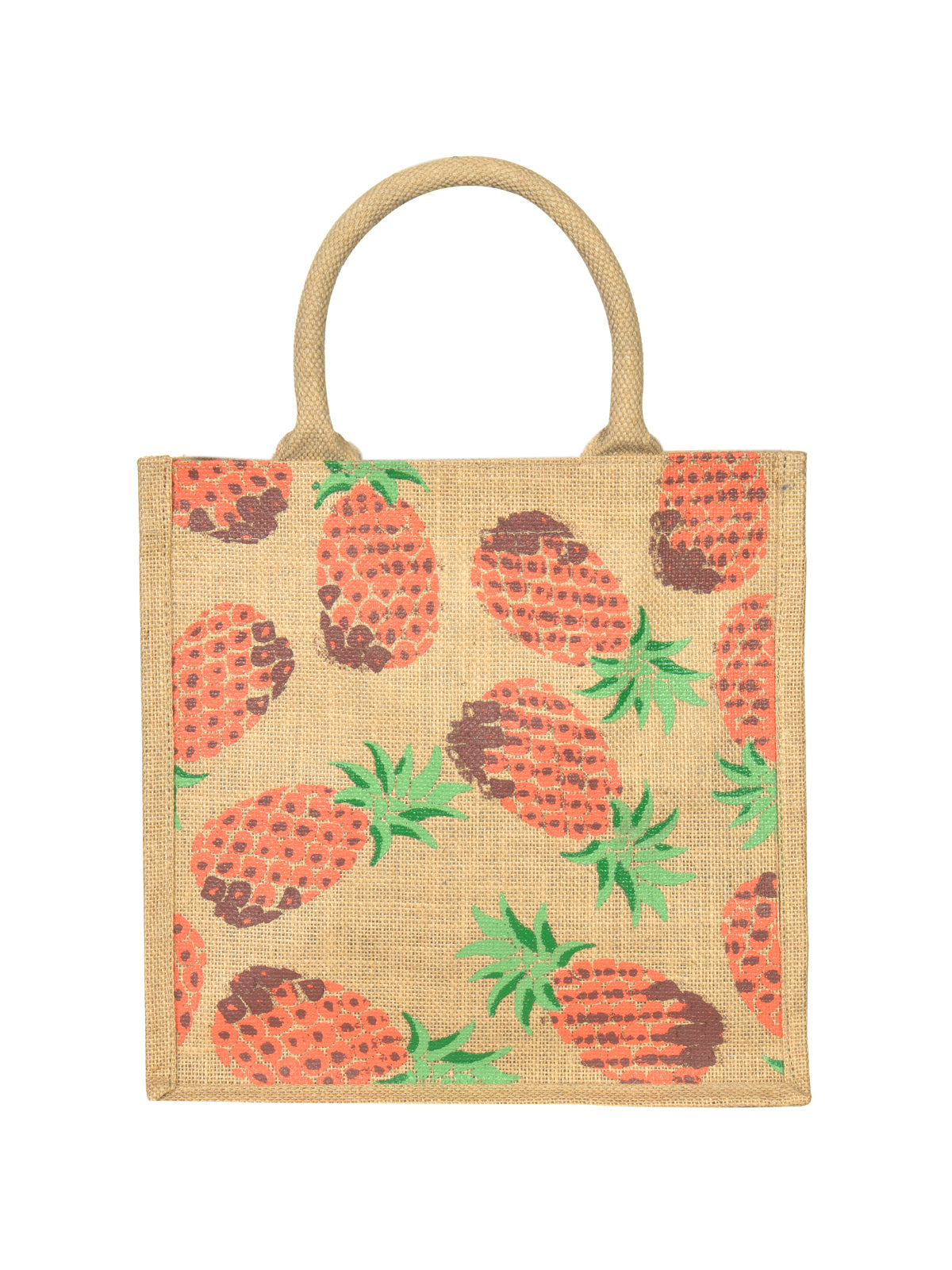 12 X 12 X 7 - PINEAPPLE PRINT LUNCH BAG (B-136-NATURAL)