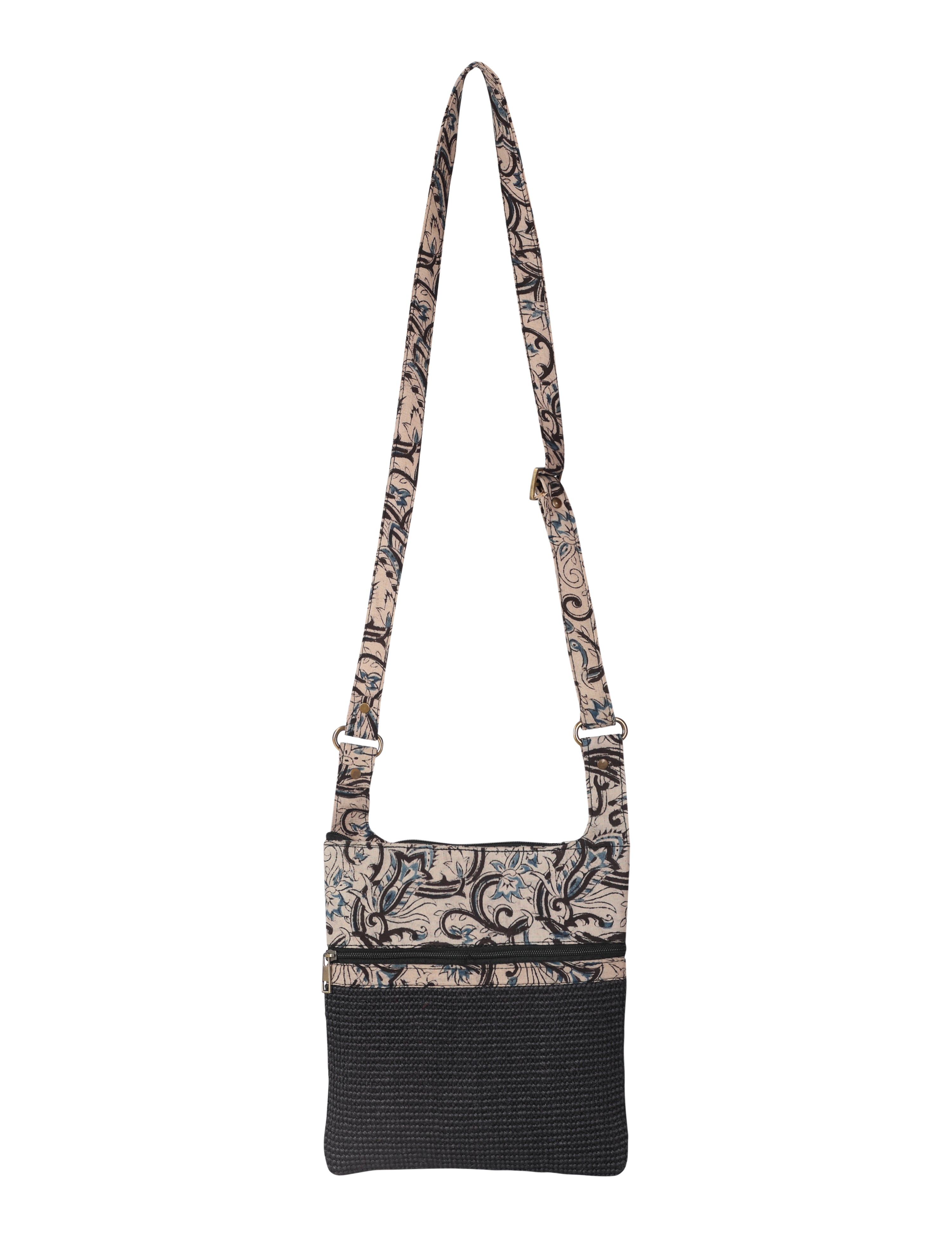JUTE COTTAGE DOBBY SLING BAG MEDIUM, SUSTAINABLE, ECO-FRIENDLY, 100% GENUINE, STYLISH JUTE BAG (BLACK 11X9)