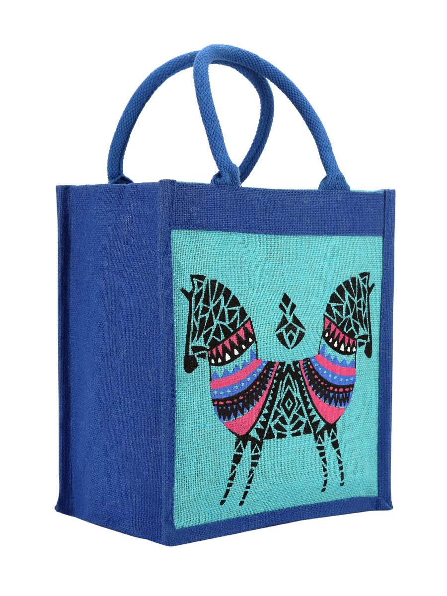 12 X 11 X 7 - DOUBLE ZEBRA PRINT LUNCH BAG (B-072-Black)