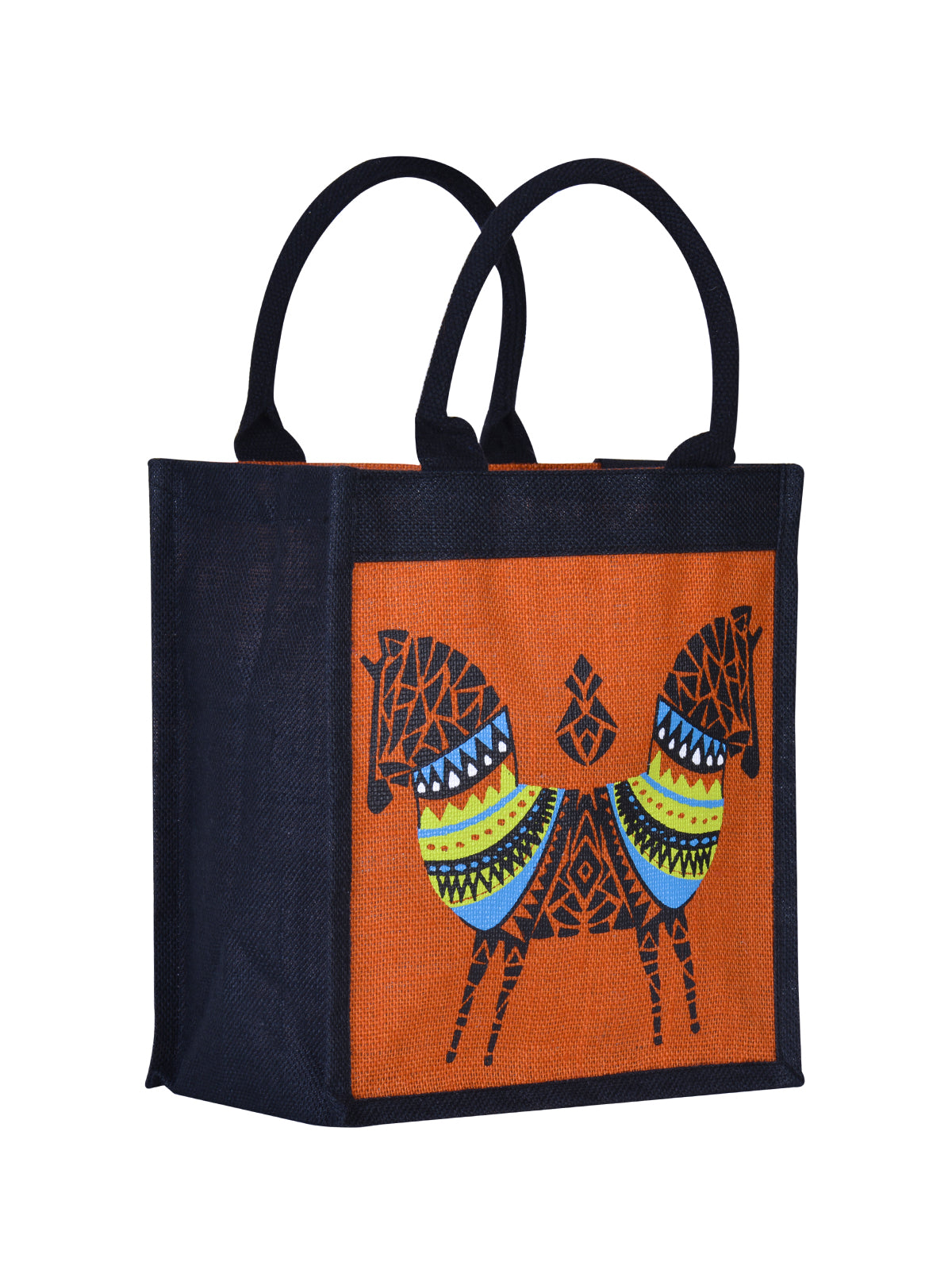 12 X 11 X 7 - DOUBLE ZEBRA PRINT LUNCH BAG (B-072-Black)