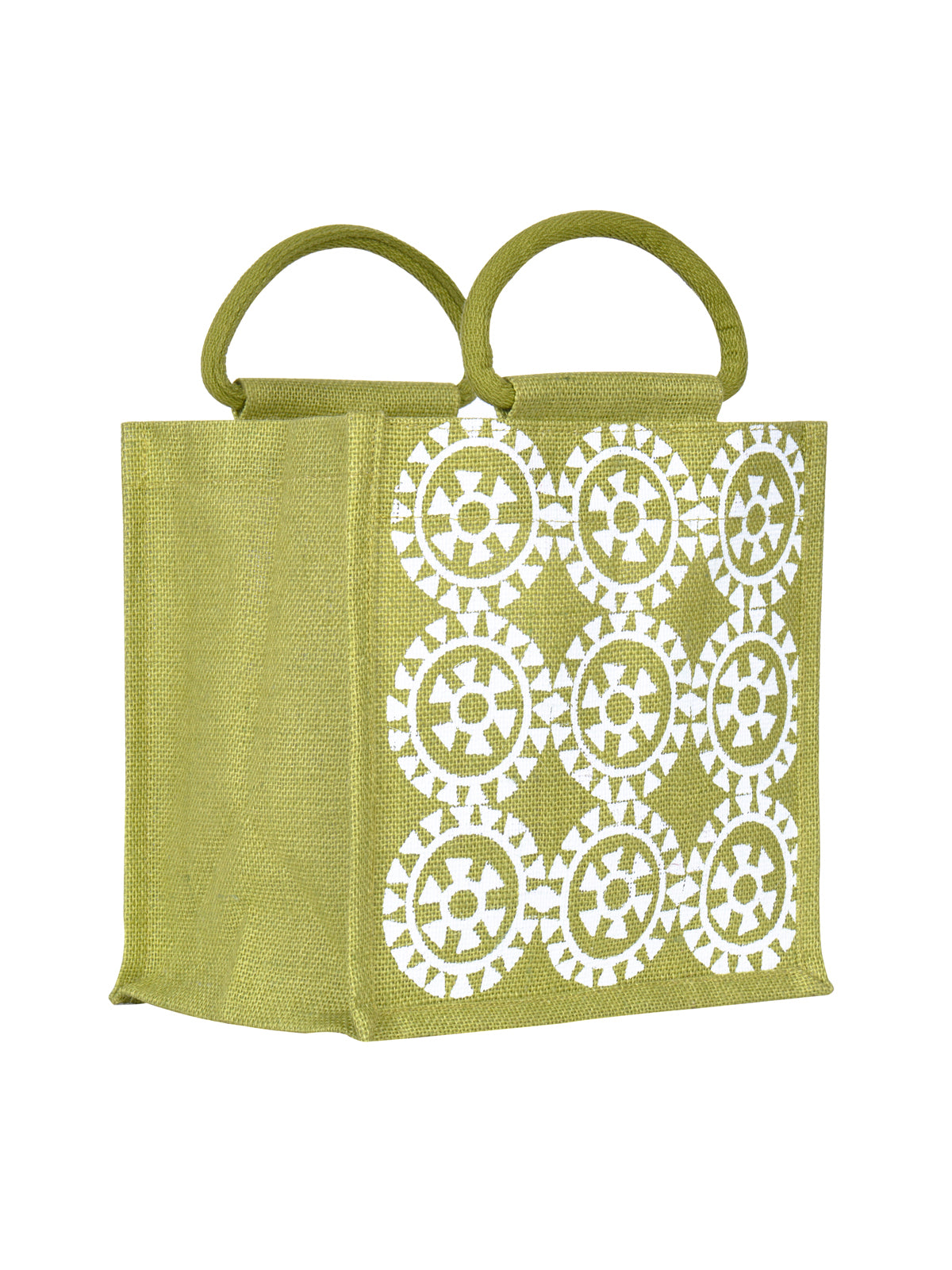 10 X 10 X 7 - ROUND PRINT ALL OVER LUNCH ZIPPER (B-048-OLIVE GREEN)