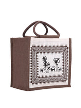 Load image into Gallery viewer, 10 X 10 X 7 - WARLI PRINT LUNCH ZIPPER (B-058-BROWN)
