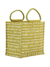 Load image into Gallery viewer, 10 X 10 X 7 - JUTE COTTAGE PRINT LUNCH BAG (B-053-GREEN)
