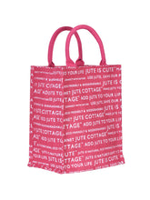 Load image into Gallery viewer, 13 X 11 X 7 - JUTE COTTAGE PRINTED ZIPPER LUNCH BAG (B-038-PINK)
