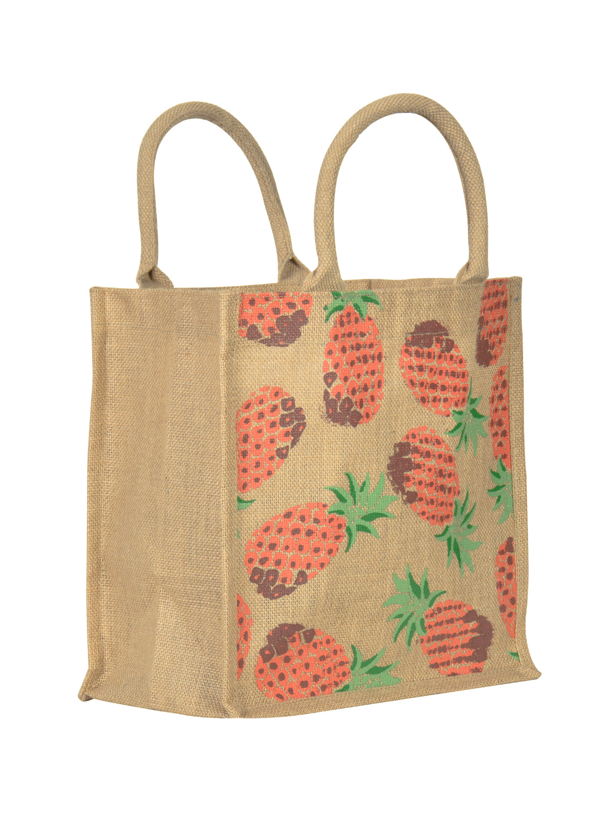 12 X 12 X 7 - PINEAPPLE PRINT LUNCH BAG (B-136-NATURAL)