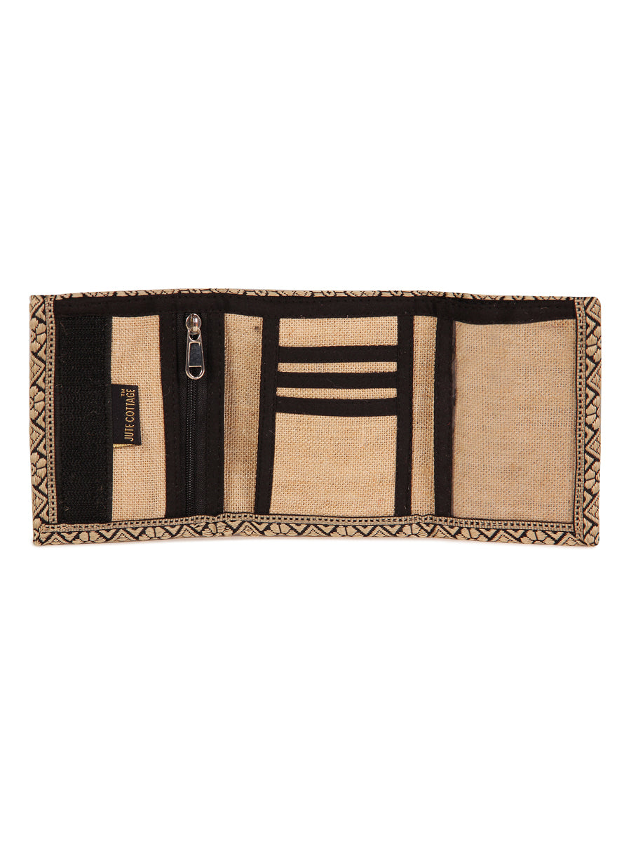 JUTE COTTAGE WALLET 3 FOLD,  SUSTAINABLE, ECO-FRIENDLY, 100% GENUINE, STYLISH JUTE WALLET (BLACK 4.5X3.5)