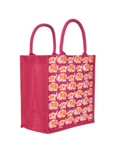 Load image into Gallery viewer, 12 X 12 X 7 - ELEPHANT PRINT LUNCH ZIPPER BAG (B-150- HOT PINK)
