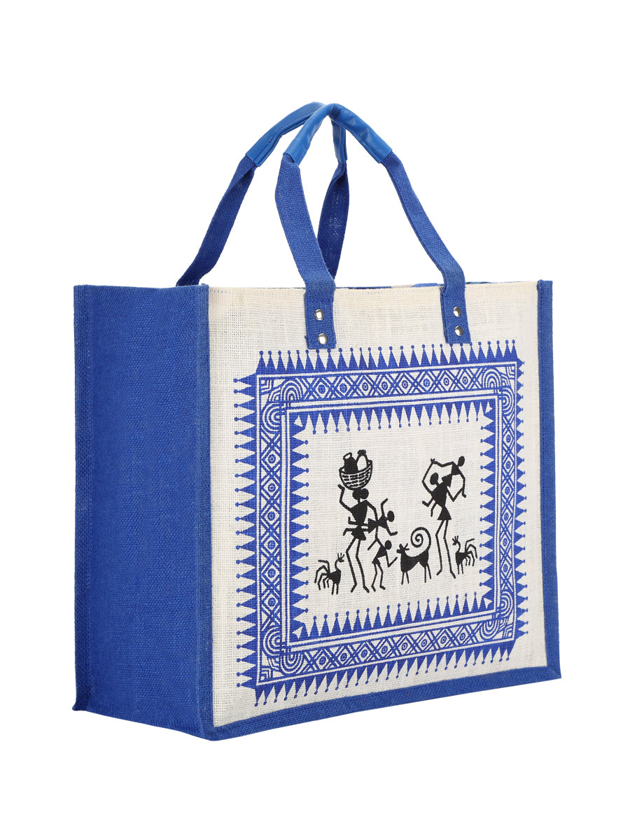 Blue Jute Tote Bag 