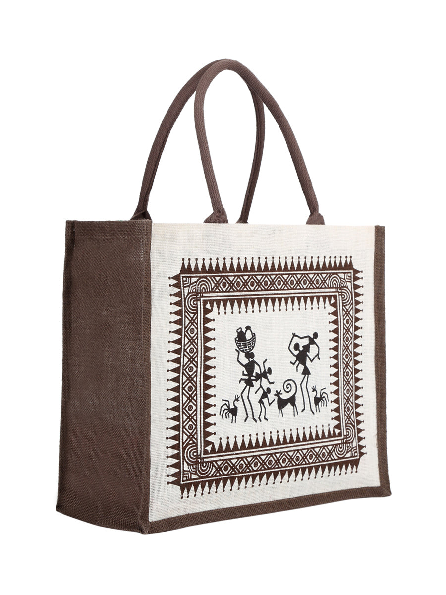 14 X 16 X 7 - WARLI PRINT BAG (B-059-BROWN)