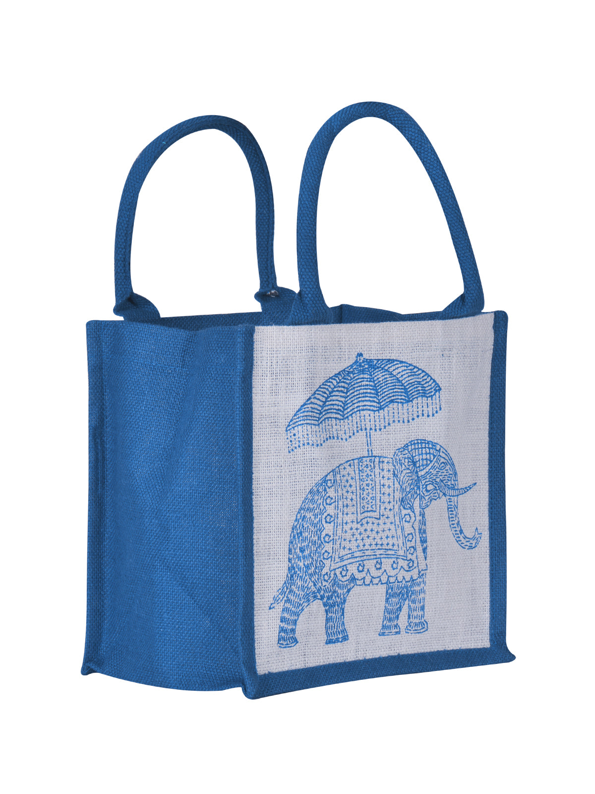 10 X 10 X 7 - ELEPHANT PRINT ZIPPER (B-074-BRIGHT BLUE)